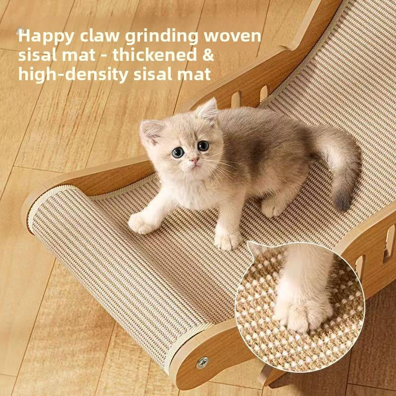 Cat Recliner Scraper Board Anti-Scratch Cat Nest Wooden Sword Hemp Grinding Claws Scratching Pad Pet Hammock Sofa Toy Carton Kitten Homemade